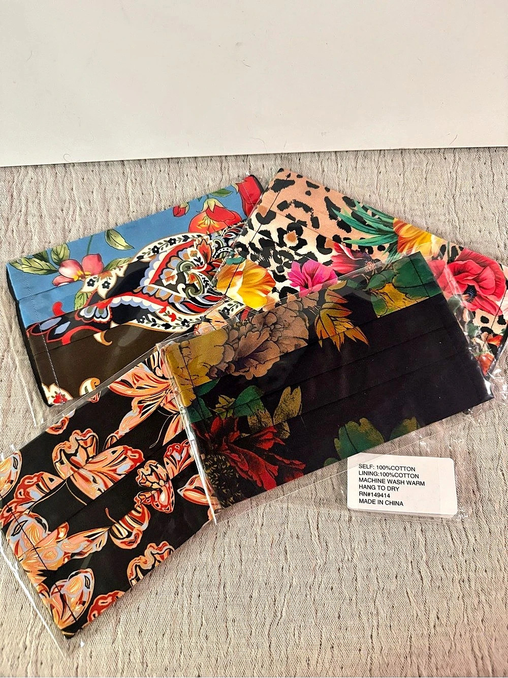 Johnny Was 4 Pack Cloth Face Masks Floral Multicolor NWT